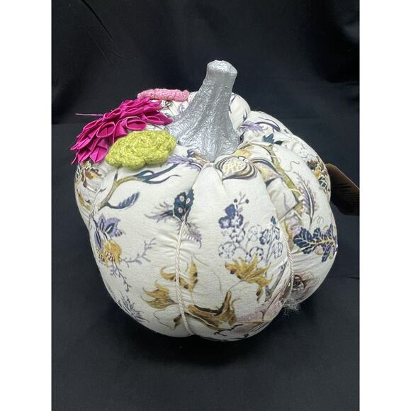 Boho Cottage Handmade Fabric Stuffed Pumpkin Made In India Halloween Fall - Picture 6 of 10
